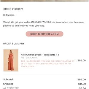 Terracotta Birdy Grey Bridemaid Dress